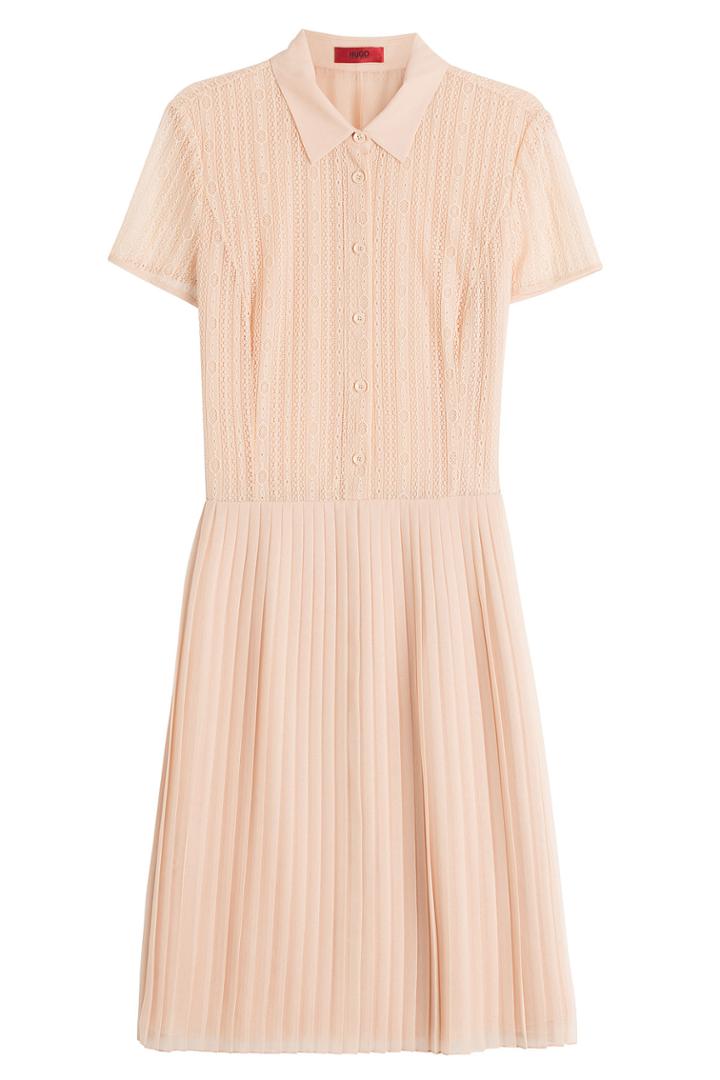 Hugo Hugo Shirt Dress With Pleated Skirt - Rose