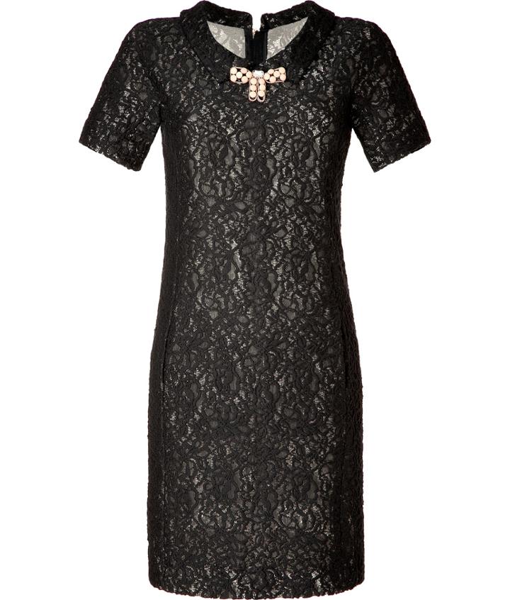 Moschino Black Lace Dress With Embellished Tie