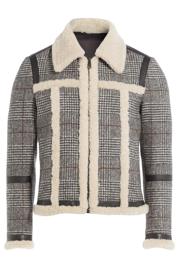 Neil Barrett Neil Barrett Wool Jacket With Shearling And Leather - Grey