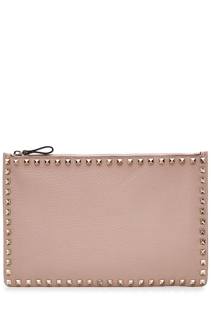 Valentino Valentino Rockstud Leather Clutch - Pink