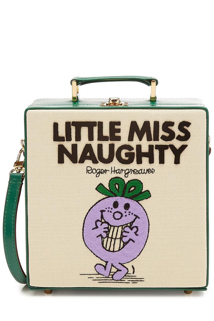 Olympia Le-tan Olympia Le-tan Little Miss Naughty Embroidered Cotton Shoulder Bag - Beige