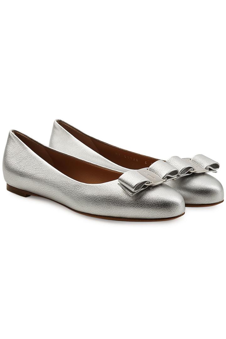 Salvatore Ferragamo Salvatore Ferragamo Varina Metallic Leather Ballerinas