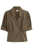 Fendi Fendi Cotton Puff Sleeve Top - Brown