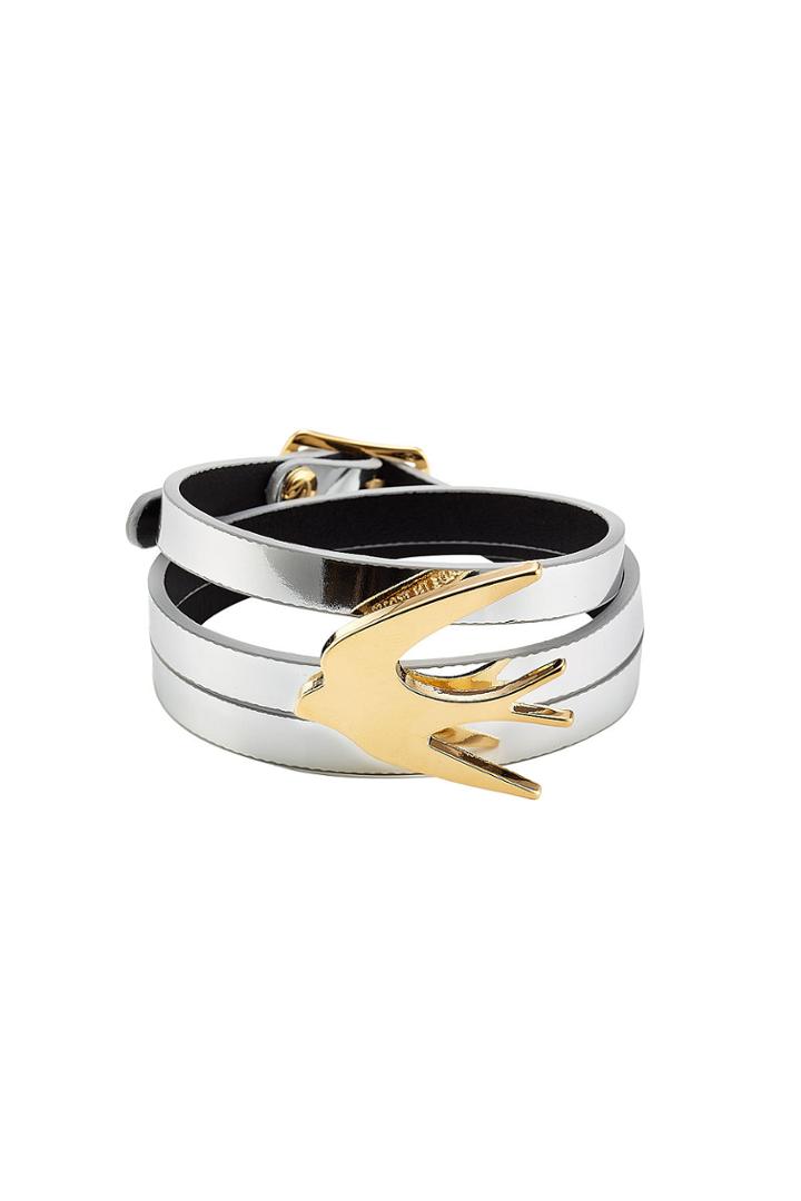 Mcq Alexander Mcqueen Mcq Alexander Mcqueen Swallow Leather Bracelet - Silver