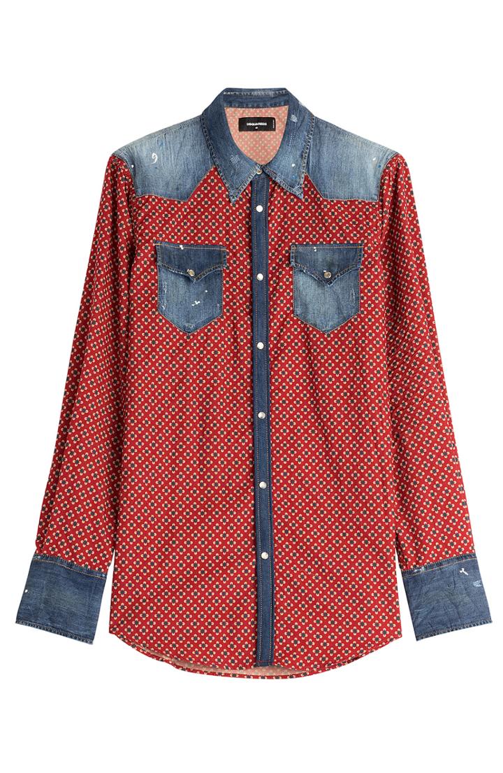 Dsquared2 Printed Cotton Shirt With Denim
