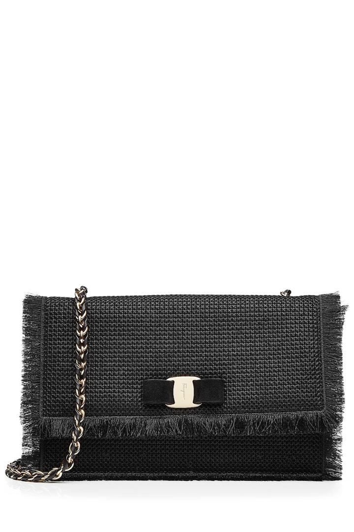 Salvatore Ferragamo Salvatore Ferragamo Woven Shoulder Bag With Leather - Black