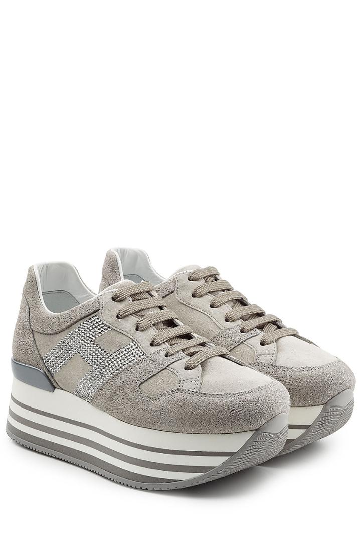 Hogan Hogan Embellished Suede Sneakers With Platform