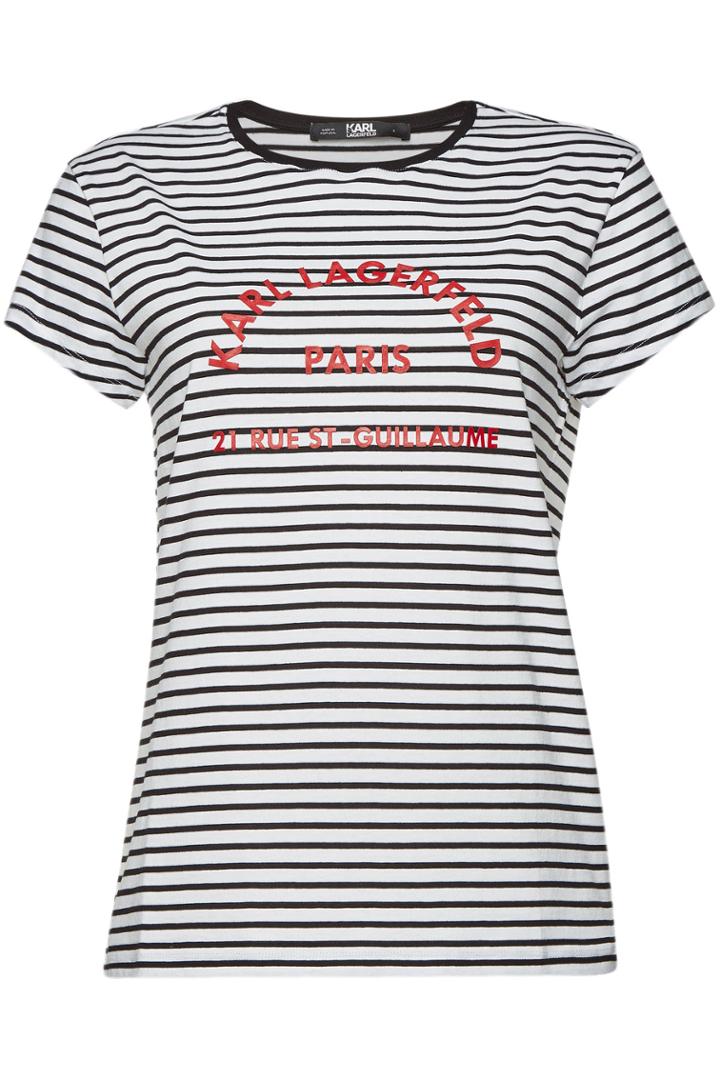 Karl Lagerfeld Karl Lagerfeld Rue Lagerfeld Striped Cotton T-shirt