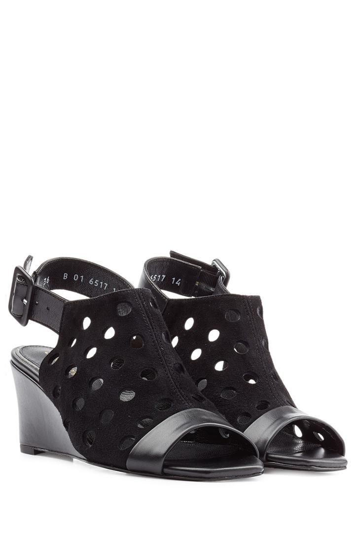 Robert Clergerie Perforated Suede Wedge Heels