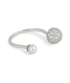 Delfina Delettrez 18kt White Gold Sphere Ring With White Diamonds And Pearl