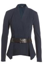 Donna Karan New York Linen Jersey Blazer With Leather Belt