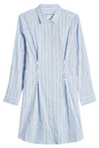Paul & Joe Paul & Joe Striped Cotton Shirt Dress With Lace-up Detail
