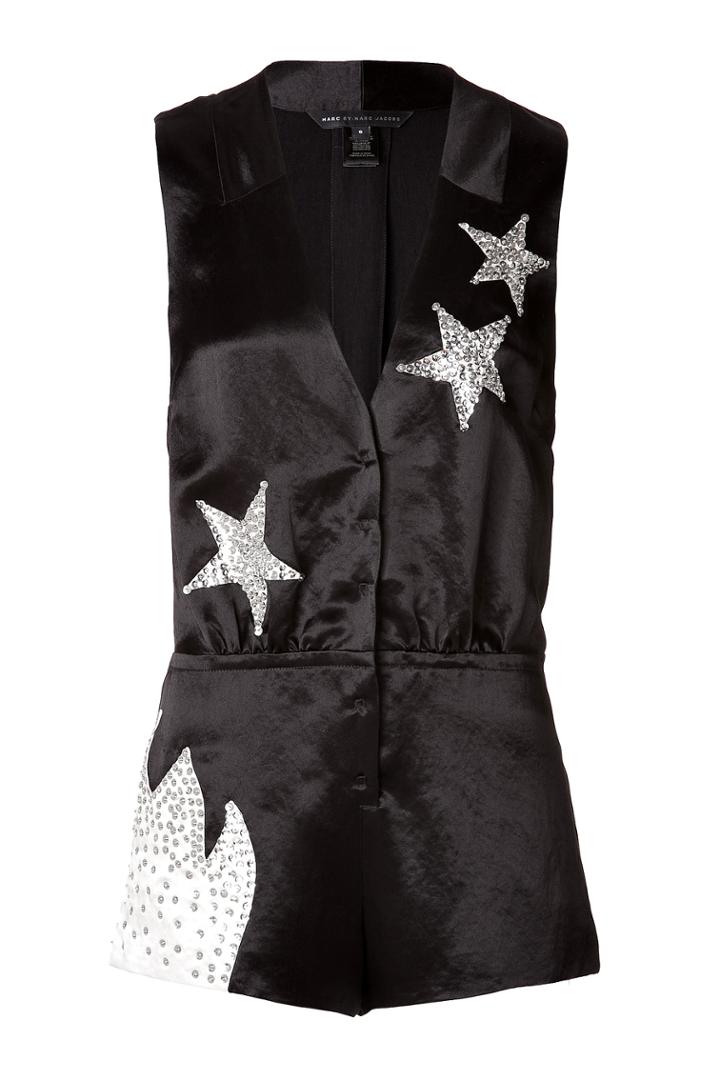 Marc By Marc Jacobs Marc By Marc Jacobs Satin Stud Embellished Stars Playsuit - Black