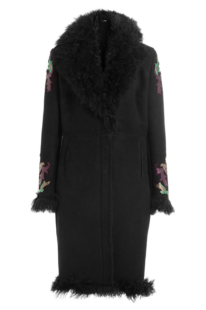 Roberto Cavalli Roberto Cavalli Lambskin Coat With Shearling - Black