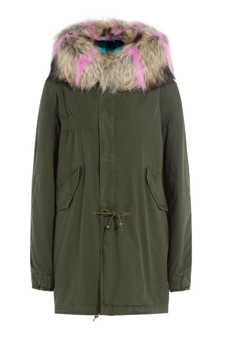 Mr & Mrs Italy Mr & Mrs Italy Cotton Parka With Raccoon And Mink Fur - Green