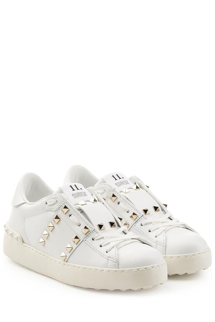 Valentino Valentino Leather Untitled Rockstud Sneakers - White