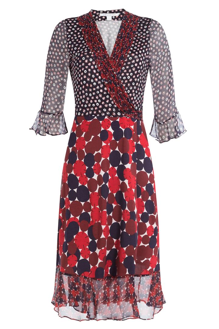 Diane Von Furstenberg Diane Von Furstenberg Silk Mixed Print Wrap Dress - Multicolor