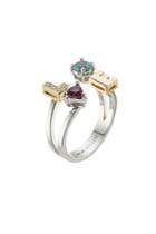 Delfina Delettrez Delfina Delettrez 18kt White Gold Love Ring With Aquamarine, Rhodolite And And White Diamonds