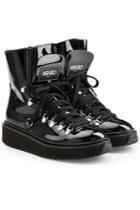Kenzo Kenzo Patent Leather Ankle Boots With Faux Fur
