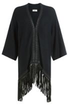 Zadig & Voltaire Zadig & Voltaire Cashmere Cape With Leather Fringing - Blue