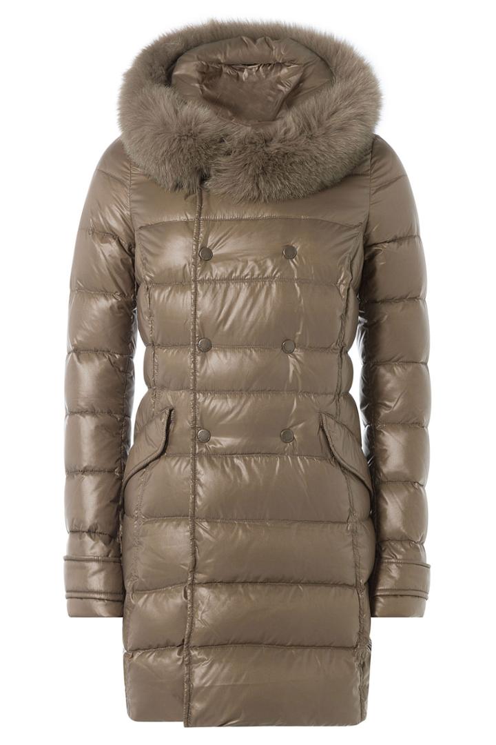 Duvetica Duvetica Down Coat With Fox Fur-trimmed Hood - Beige