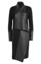 Donna Karan New York Wool Coat With Leather