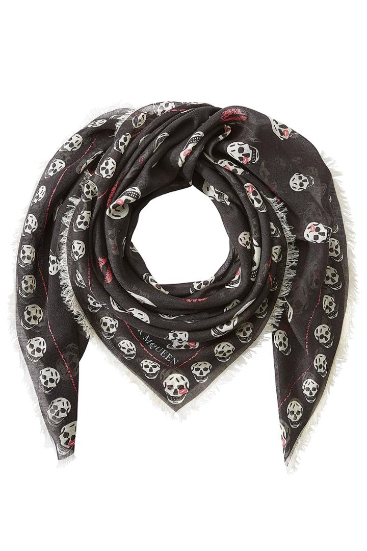 Alexander Mcqueen Alexander Mcqueen Skull Kisses Scarf - Black