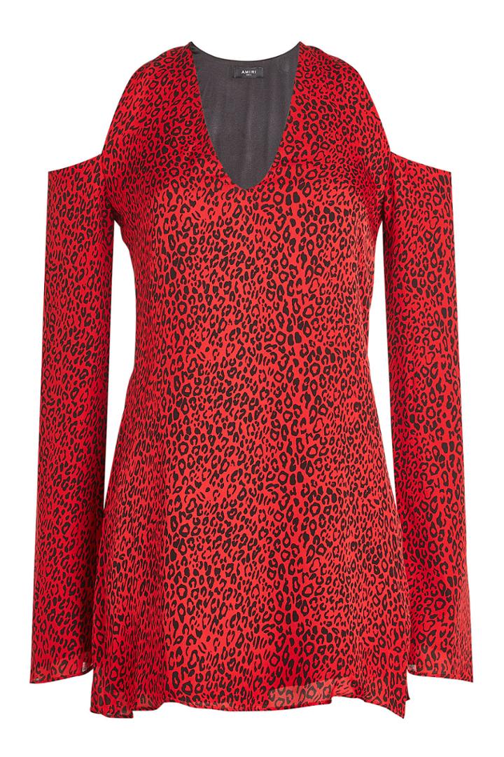 Amiri Amiri Printed Silk Dress With Cold-shoulders