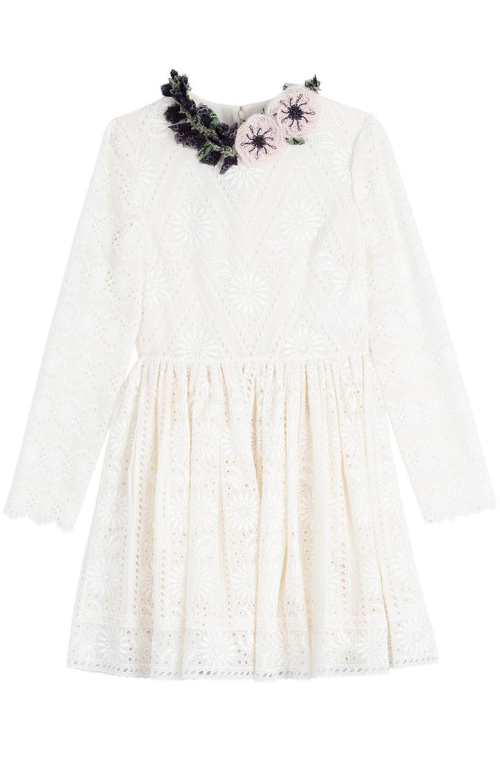 Valentino Lace Dress With Floral Neckline