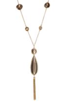 Kenneth Jay Lane Kenneth Jay Lane Drop Necklace With Stones And Chain Fringe - Multicolor