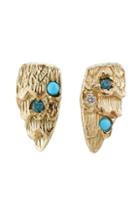 Carolina Bucci Owls Wing 18k Gold Earrings With Turquoise And Diamonds