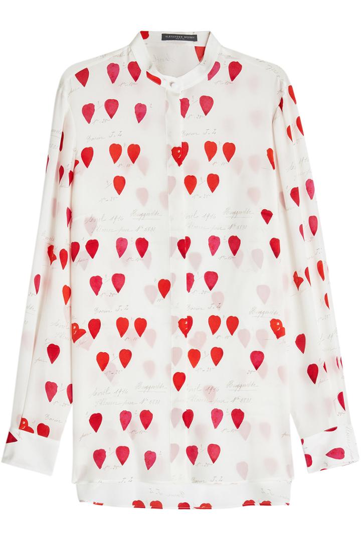 Alexander Mcqueen Alexander Mcqueen Petal Printed Silk Blouse