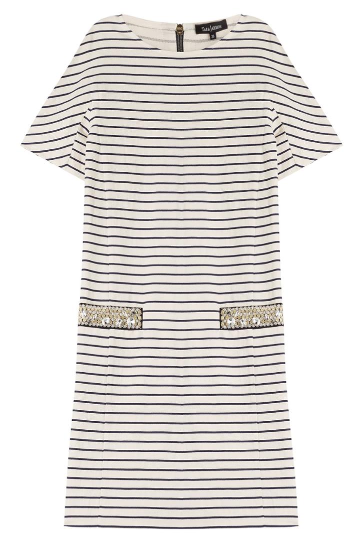 Tara Jarmon Tara Jarmon Striped Cotton Dress With Embellishment