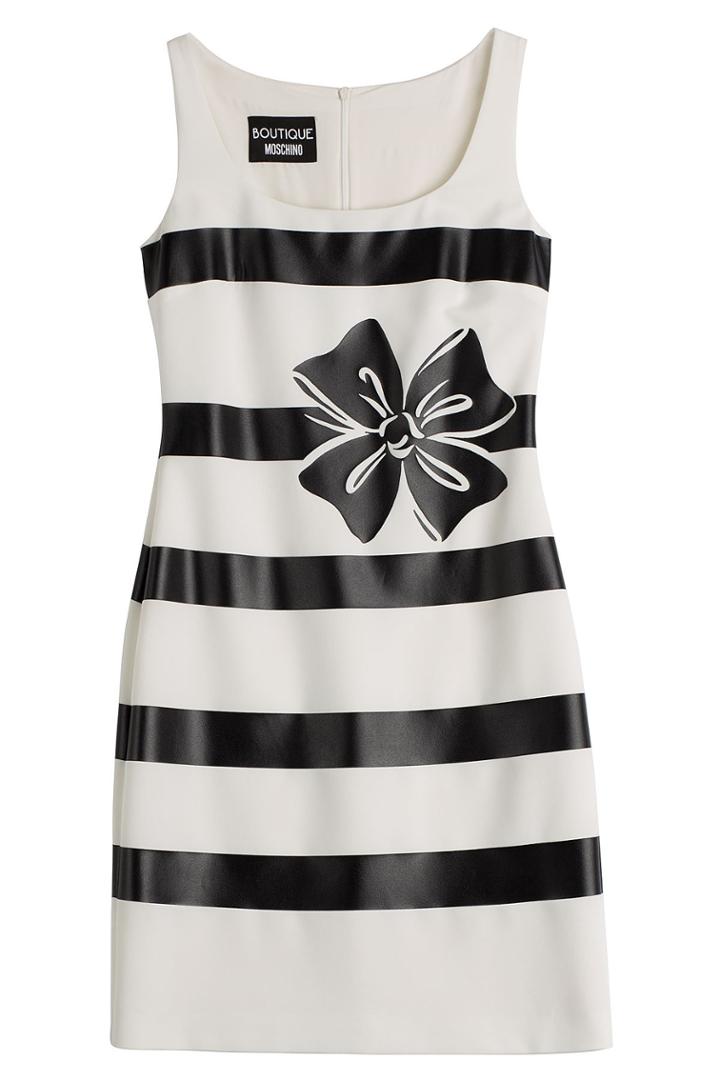 Boutique Moschino Boutique Moschino Bow Print Striped Sheath Dress - None