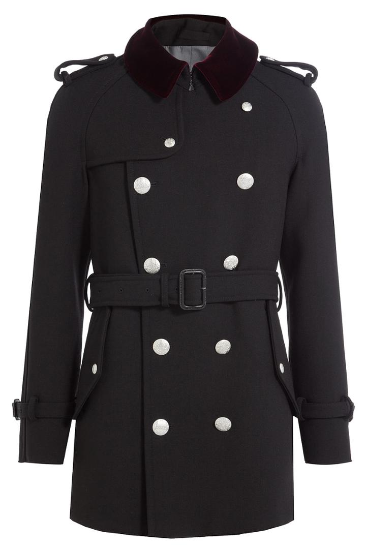 Alexander Mcqueen Alexander Mcqueen Wool Coat With Embossed Buttons - Black
