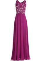 Jenny Packham Jenny Packham Embellished Silk Evening Gown - None