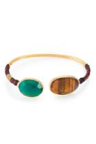 Gas Bijoux Gas Bijoux Durality Sertil Gold Plated Bangle With Onyx & Chrysoprase - Green