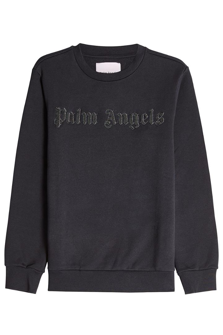 Palm Angels Palm Angels Cotton Sweatshirt With Embellished Logo - Black