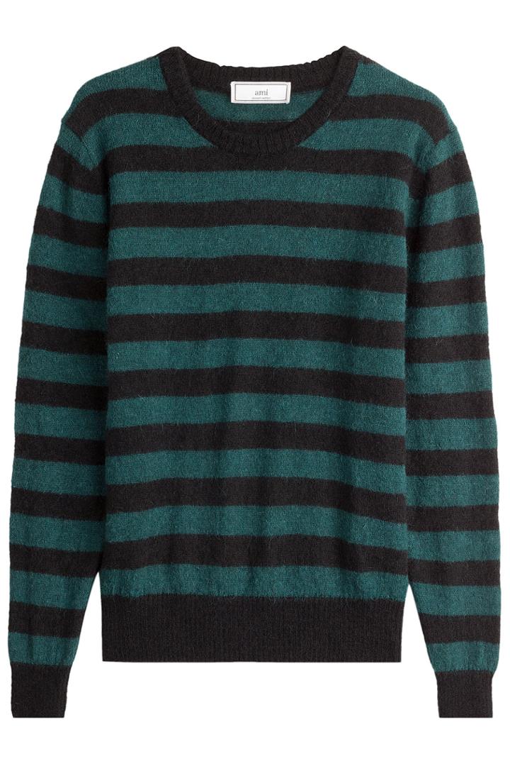 Ami Ami Striped Pullover With Baby Lama And Alpaca Wool