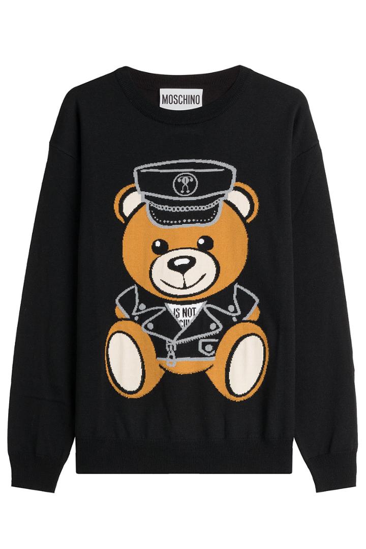 Moschino Moschino Virgin Wool Pullover With Logo Teddy Bear