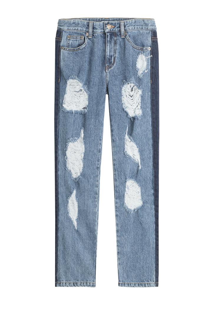 Sjyp Sjyp Distressed Sid Straight Leg Jeans With Cropped Ankle