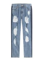 Sjyp Sjyp Distressed Sid Straight Leg Jeans With Cropped Ankle
