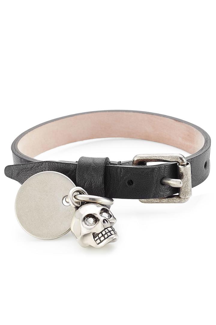 Alexander Mcqueen Alexander Mcqueen Embellished Leather Wrap Bracelet