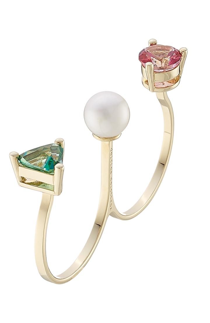 Delfina Delettrez 9k Gold Ring With Topaz And Pearl