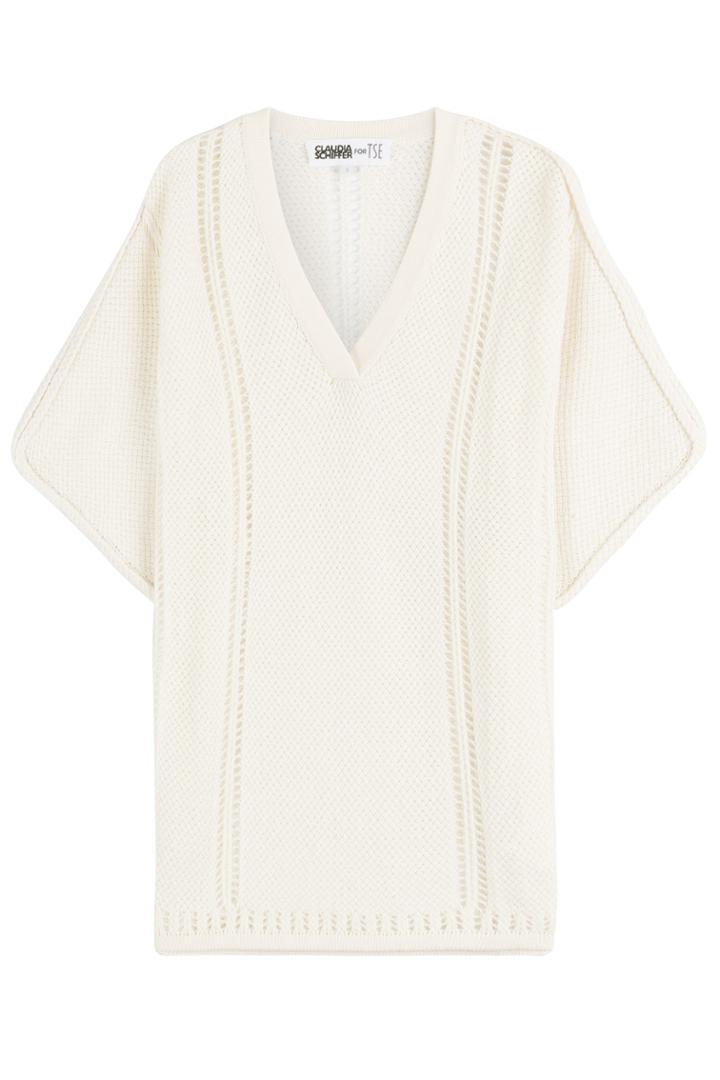 Claudia Schiffer For Tse Claudia Schiffer For Tse Easy Fit Cotton-cashmere-silk Knit Top - White