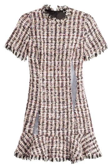 Sandy Liang Sandy Liang Tweed Dress With Mesh Inserts - Magenta