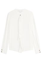 Diane Von Furstenberg Diane Von Furstenberg Silk Ruffle Front Shirt - White