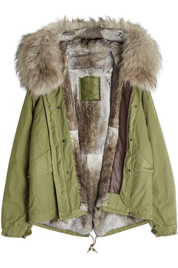 Mr & Mrs Italy Mr & Mrs Italy Cotton Parka Jacket With Raccoon And Rabbit Fur