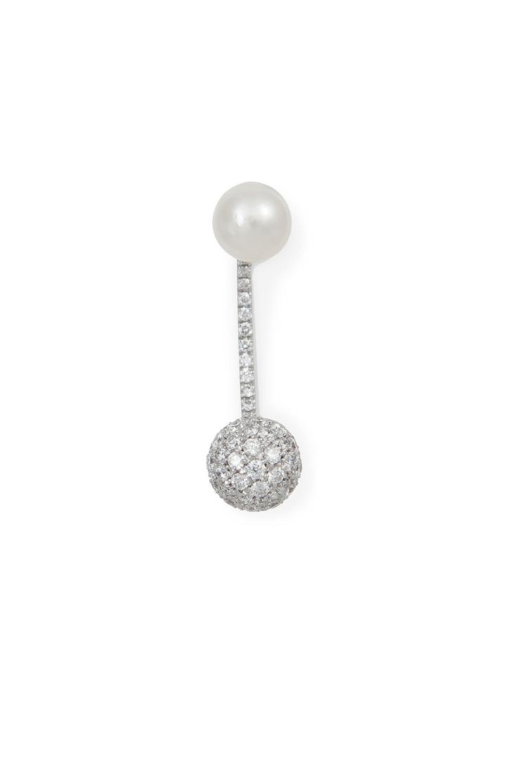 Delfina Delettrez Delfina Delettrez 18kt White Gold Sphere Earring With Diamonds And Pearl