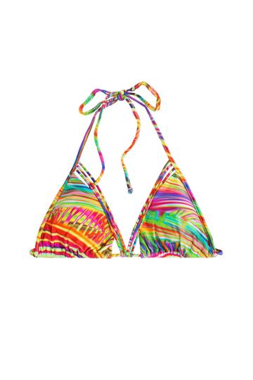 Luli Fama Luli Fama Dreamin Printed Triangle Bikini Top - Multicolored